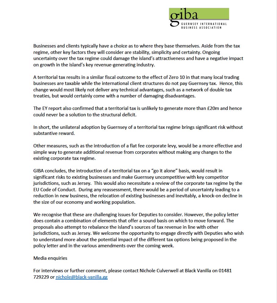 GIBA Tax Letter
